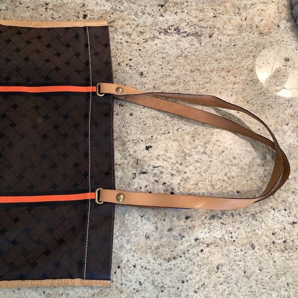 Cole Haan Brown Market Shopping Tote Bag Leather Double Straps - Picture 4 of 7